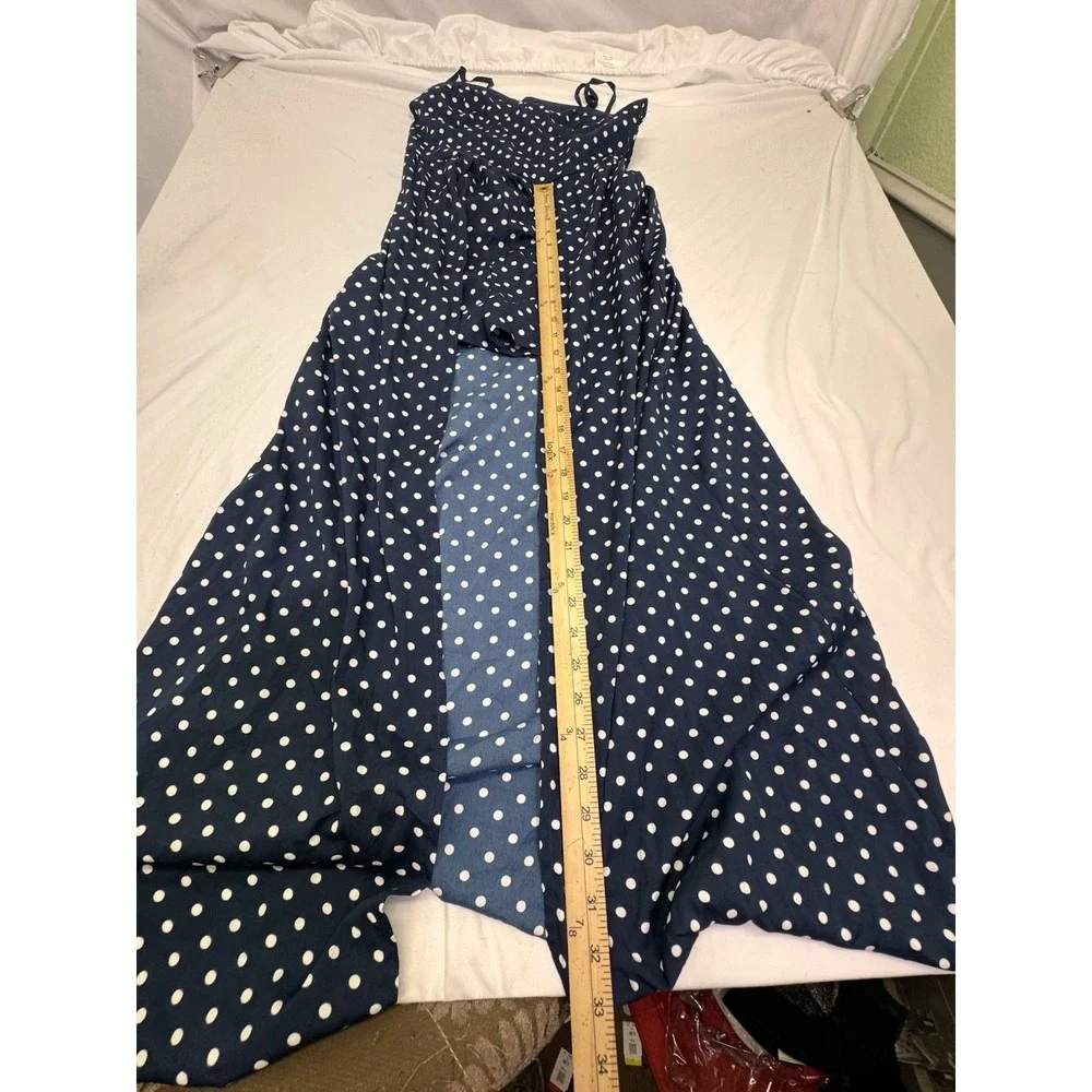 Band of Gypsies Maxi Open Front Dress W/Shorts Combo Woman Sz S Dots Blue Boho N